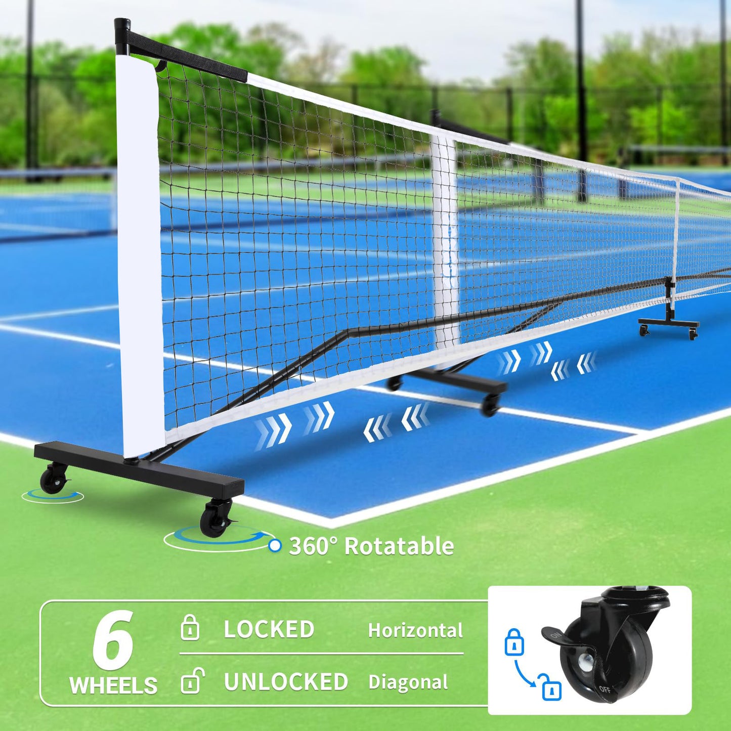 Iron Pipe Pickleball Net Outdoor Tennis Six-wheel Portable